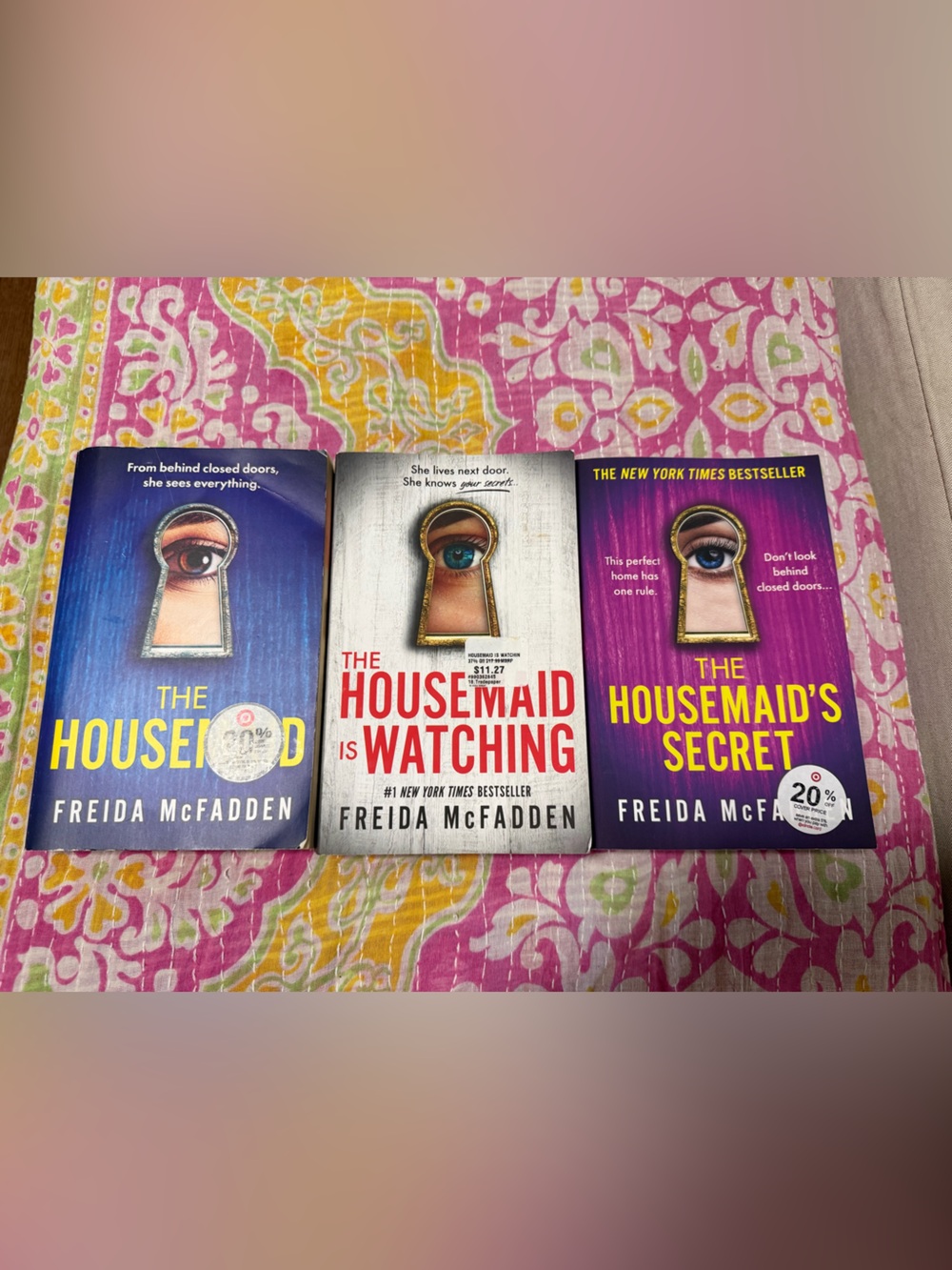 The Housemaid Trilogy by Freida McFadden - 3 Paperback Set - Blue, White, Purple